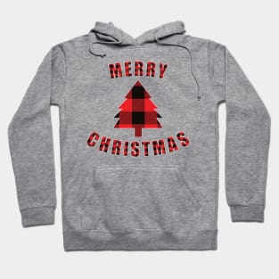 Merry Christmas Red Buffalo Plaid Christmas Tree Hoodie